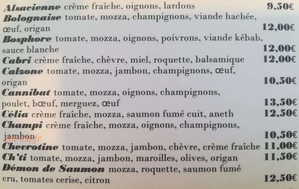 Pizz'adorée — carte page 1