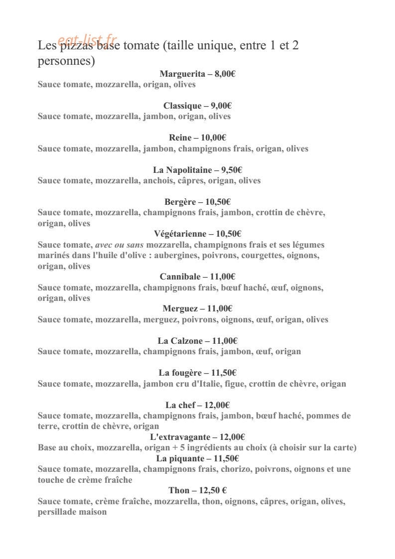 Pizz' Alex — carte page 1