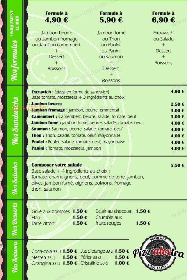 Pizz'alextra — carte page 2
