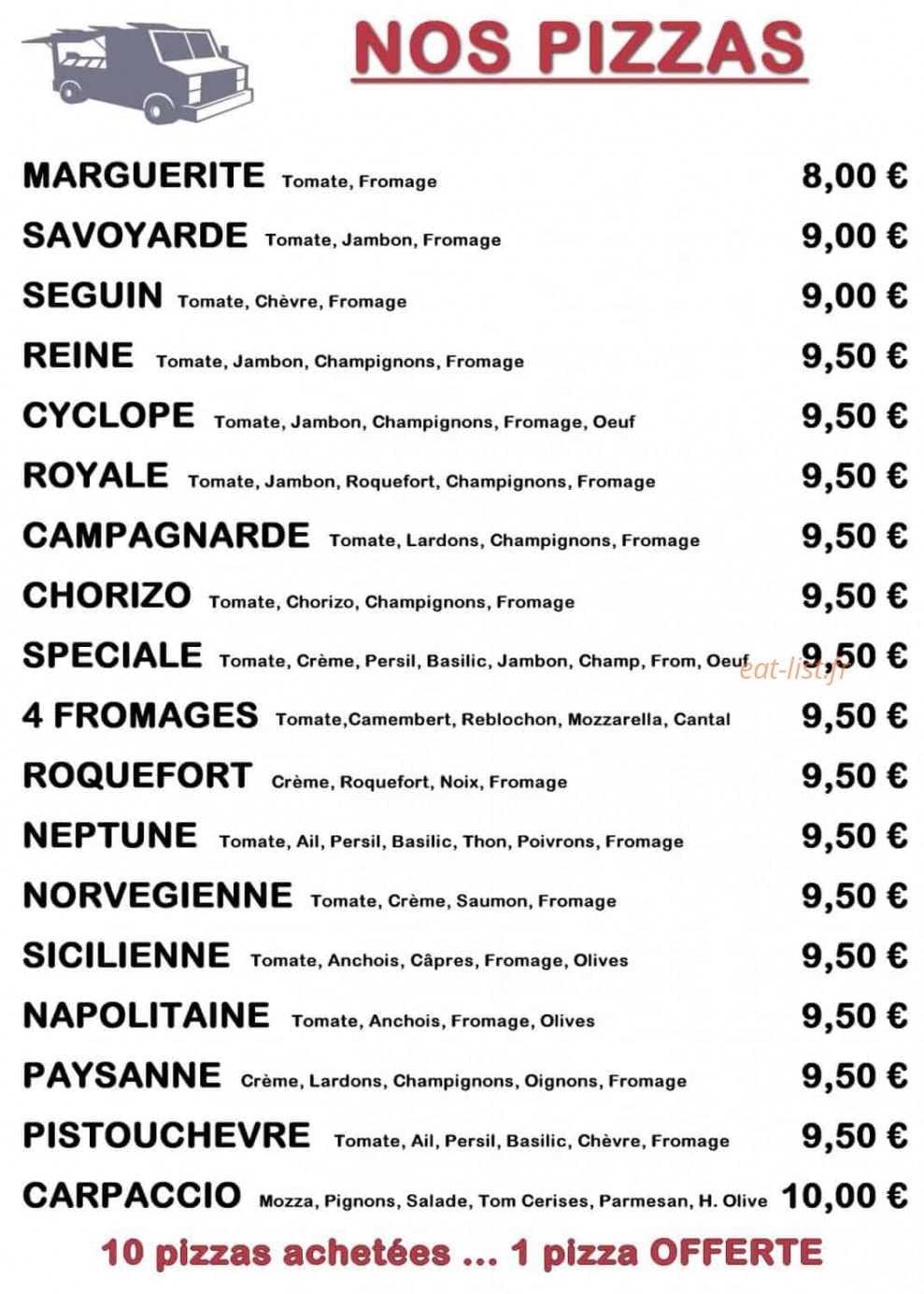 Pizz'Aline — carte page 2