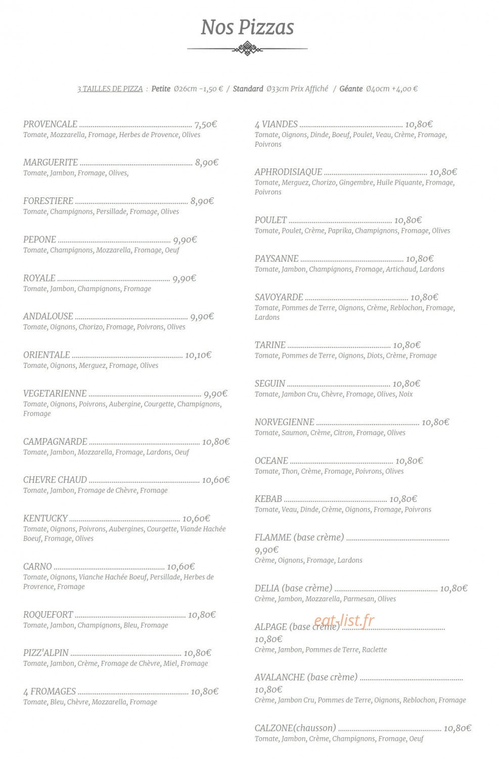 Pizz'Alpin — carte page 1