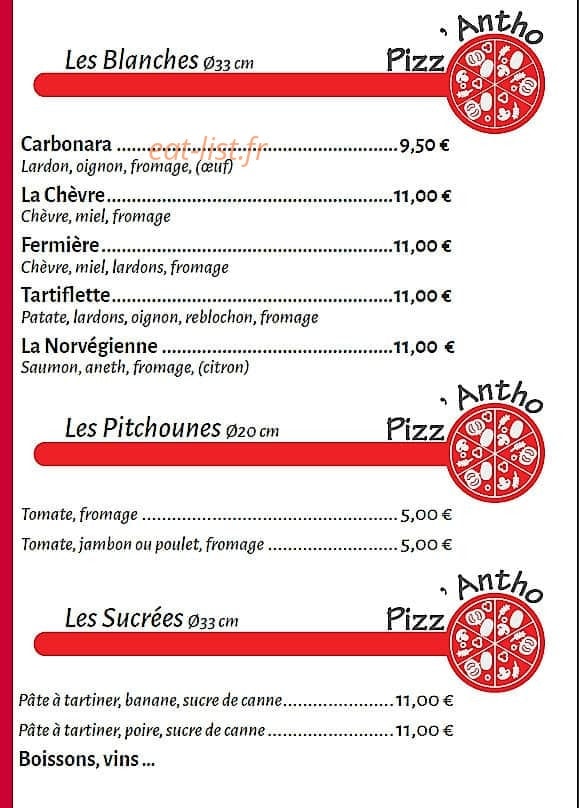 Pizz'Antho — carte page 2