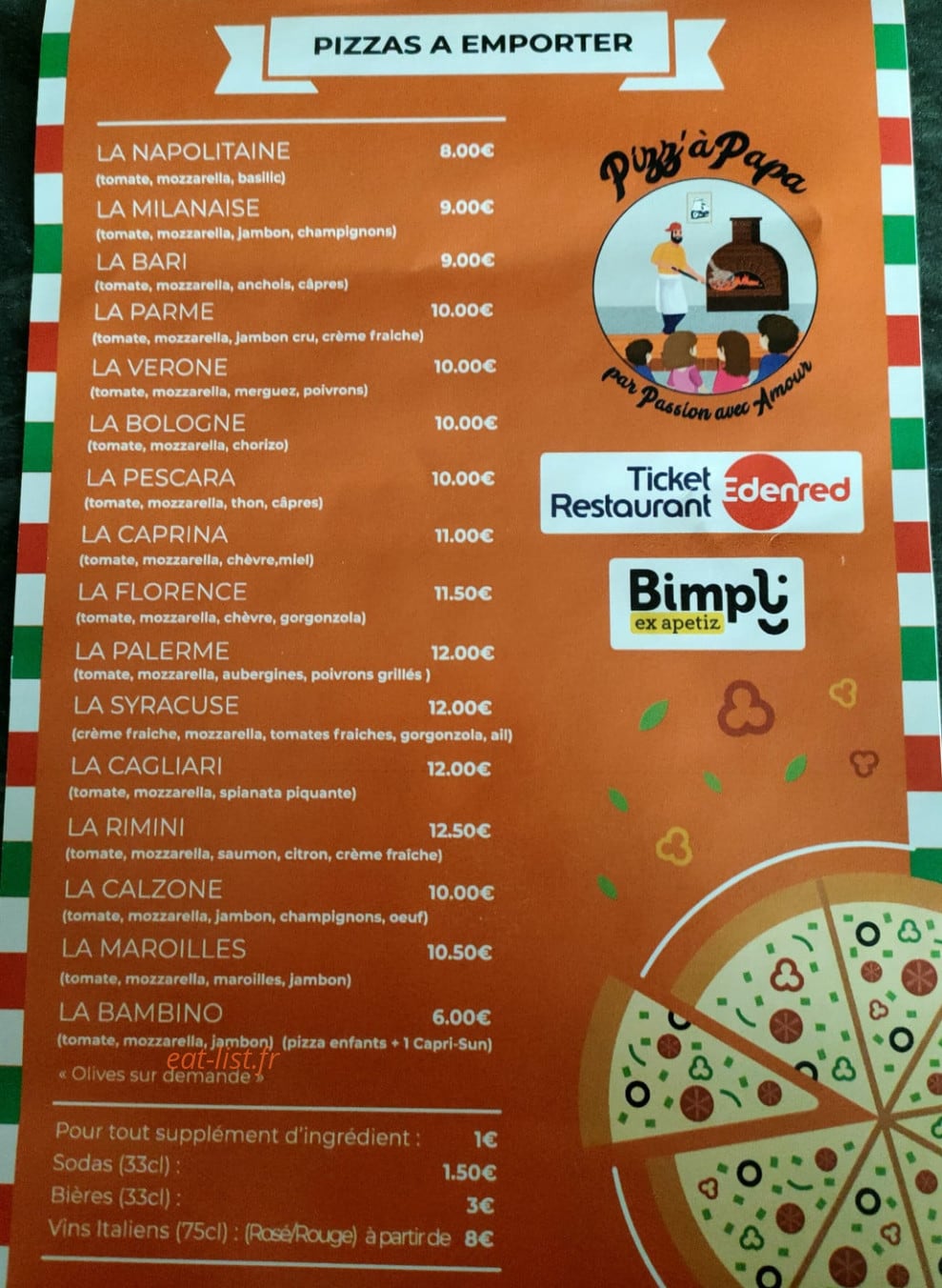 Pizz'àPapa — carte page 1