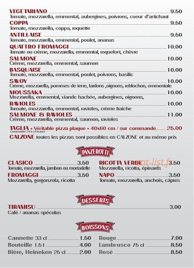 Pizz'aro — carte page 2
