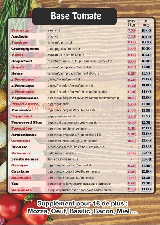 Pizz'art — carte page 1