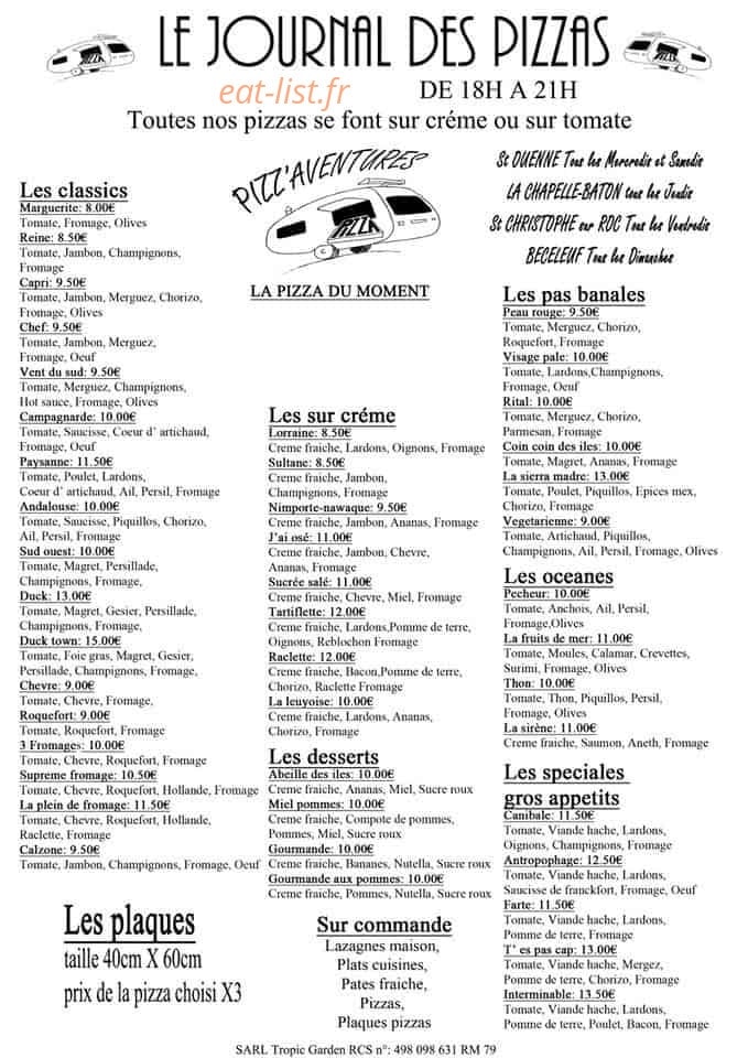 Pizz'Aventures — carte page 1