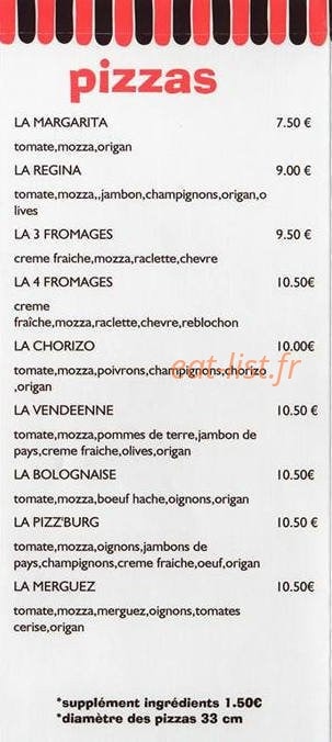 Pizz'Burg — carte page 1