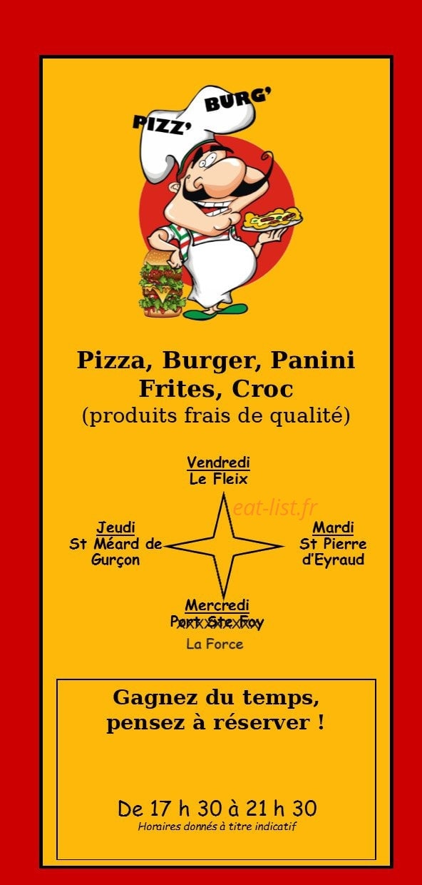 Pizz' Burg — carte page 1