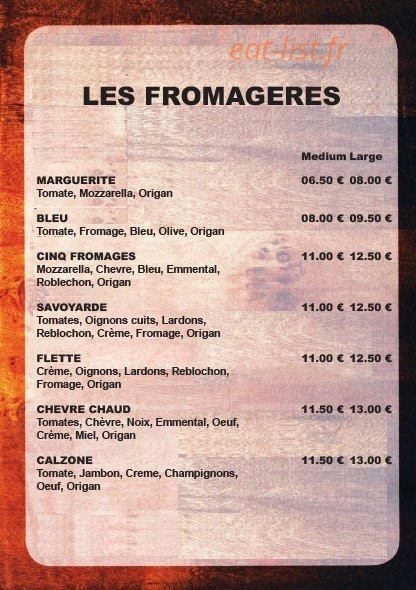 Pizz'Ever — carte page 1