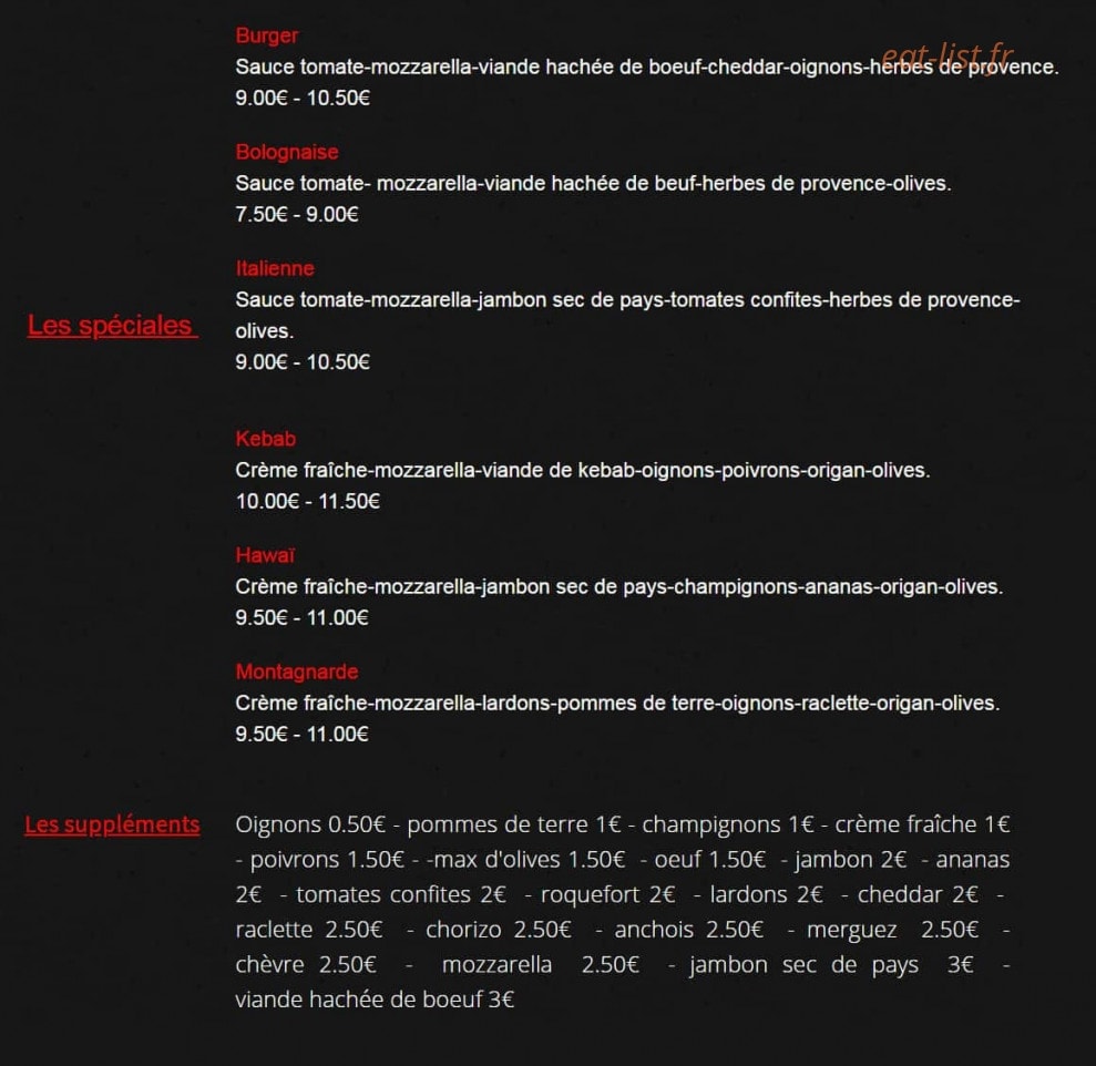 Pizz&love — carte page 2