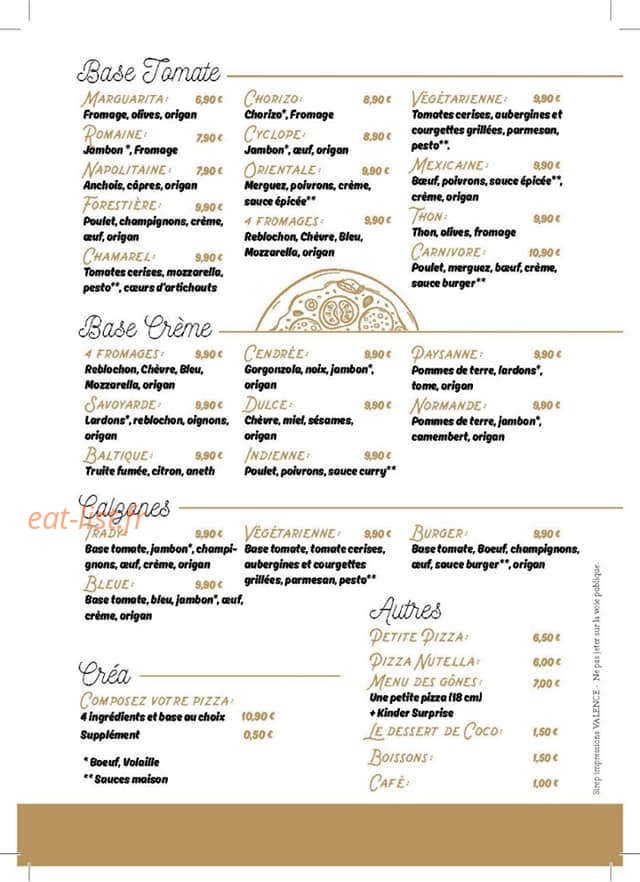 Pizz' n Co — carte page 1