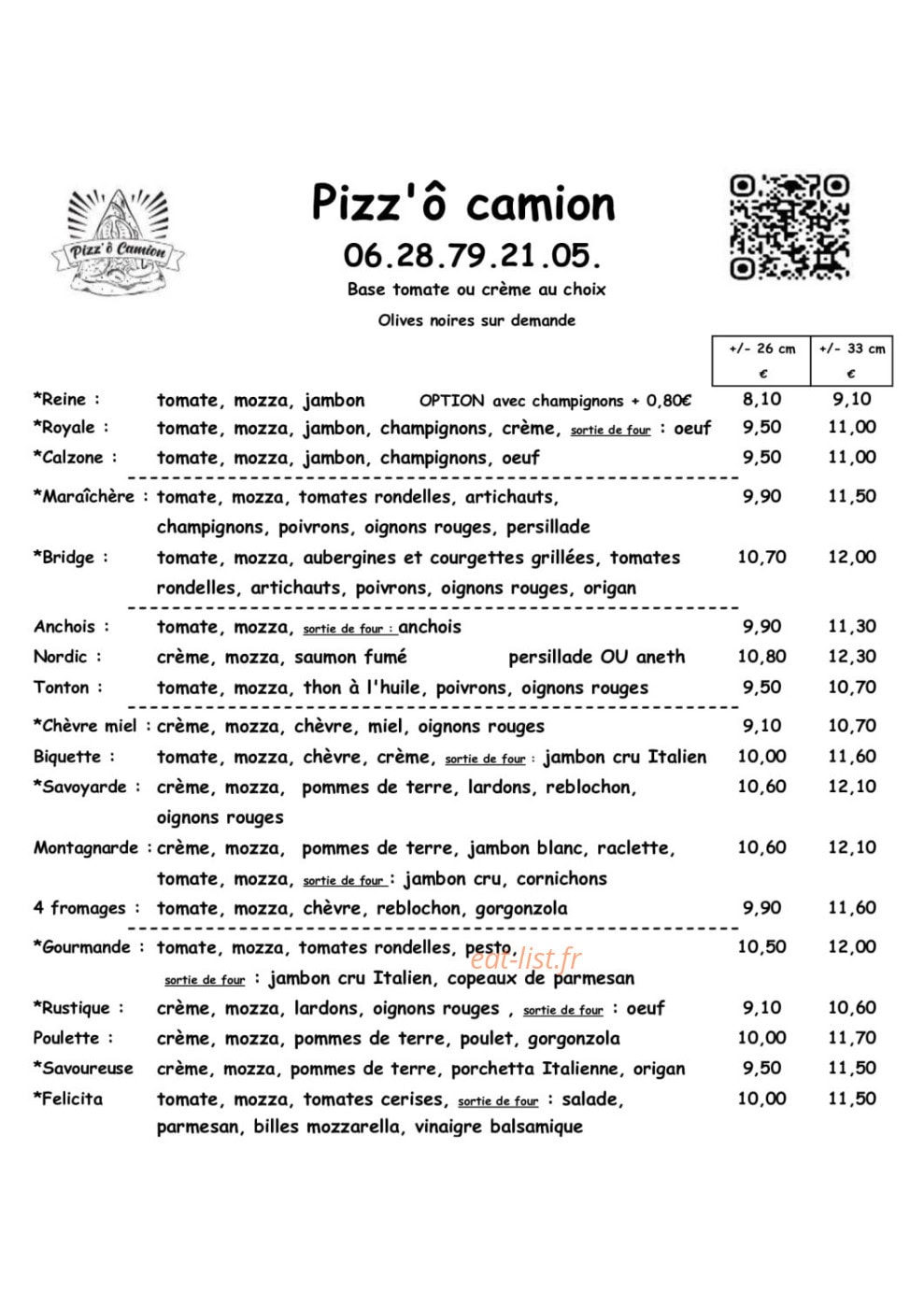 Pizz'ô camion — carte page 1