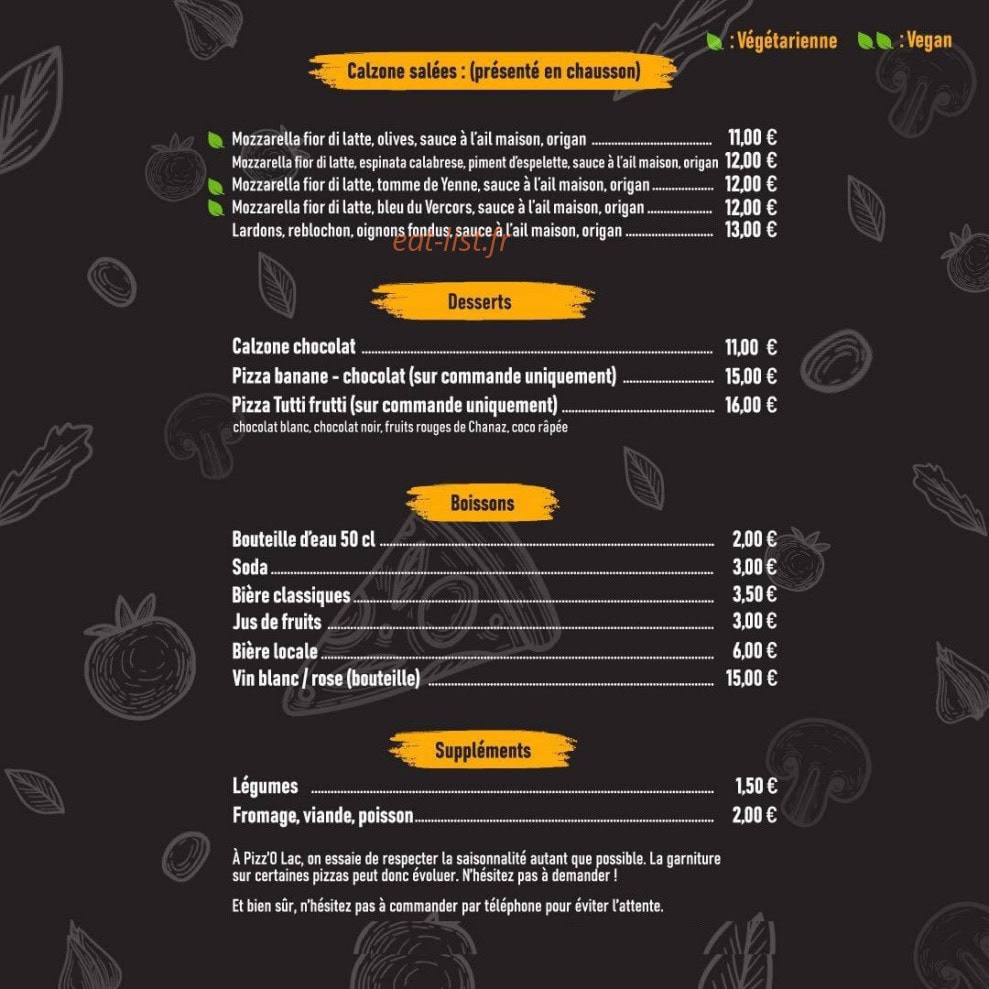 Pizz'O Lac — carte page 3
