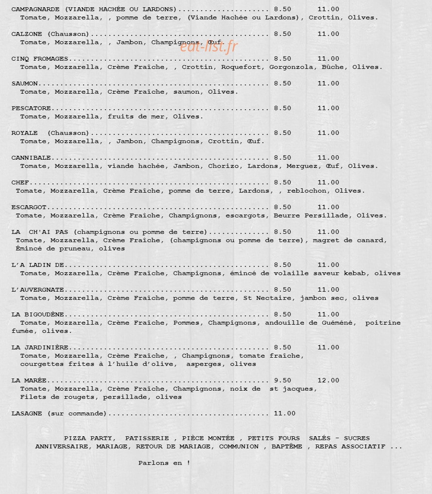 Pizza Al Forno — carte page 2