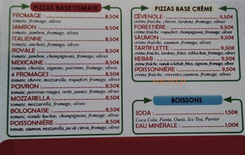 Pizza Alex — carte page 1