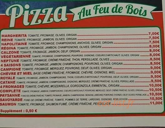 Pizza Au Feu De Bois — carte page 1
