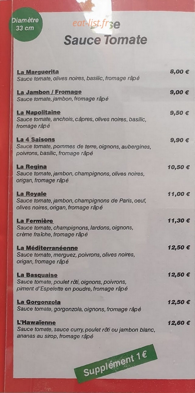 Pizza Batail — carte page 1