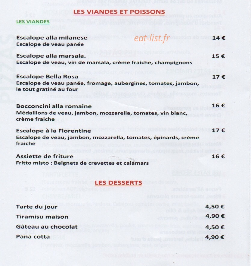 Pizza Bella Rosa — carte page 4