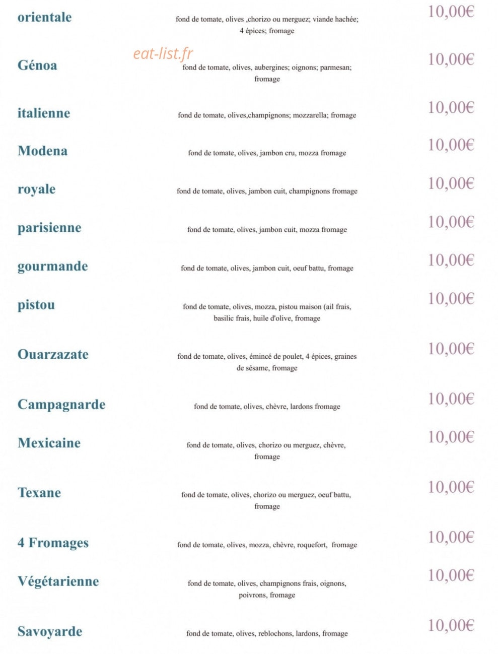 Pizza berard — carte page 5