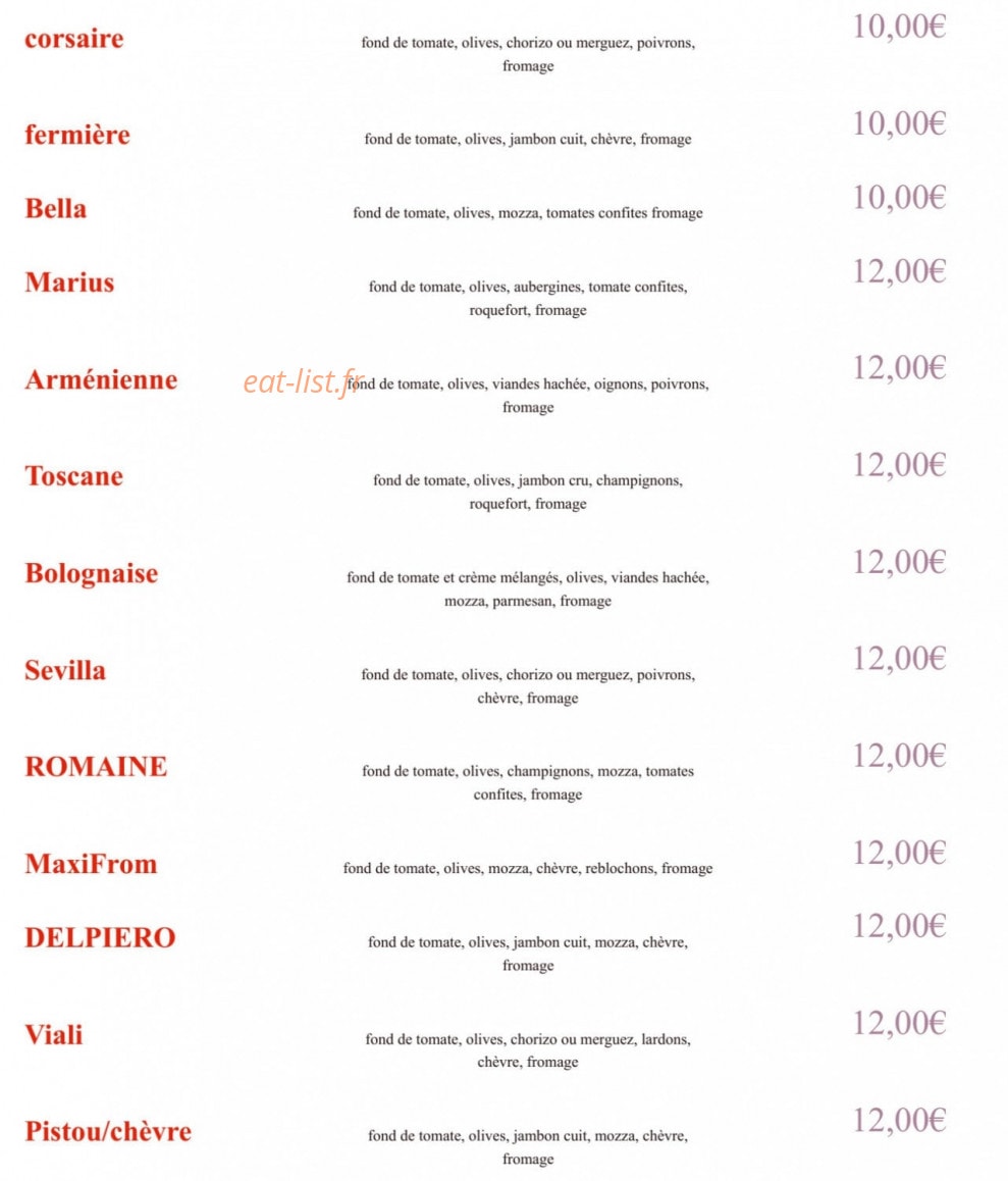 Pizza berard — carte page 6