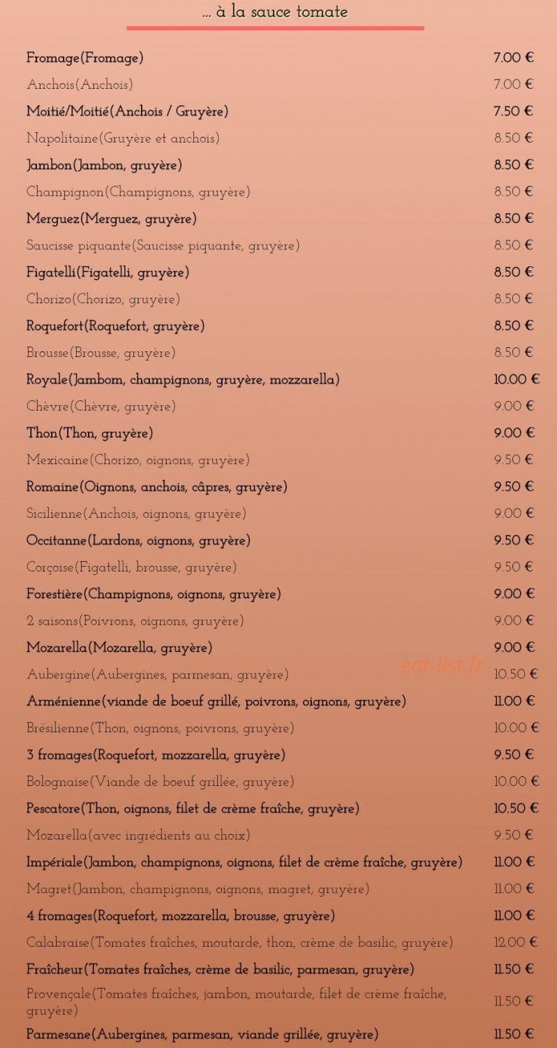 Pizza Bianca — carte page 1