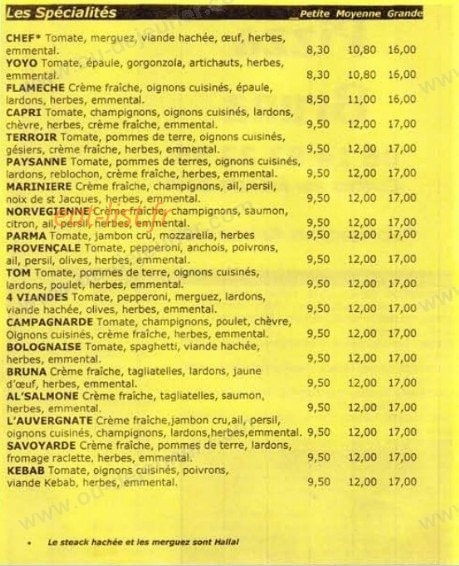 Pizza Bruna — carte page 2