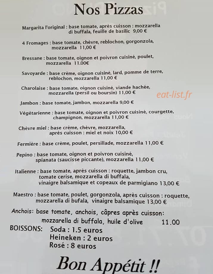 Pizza Bruno — carte page 1