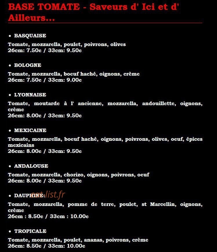 Pizza Calypso — carte page 3