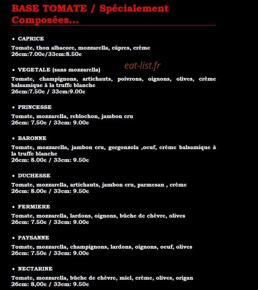 Pizza Calypso — carte page 2