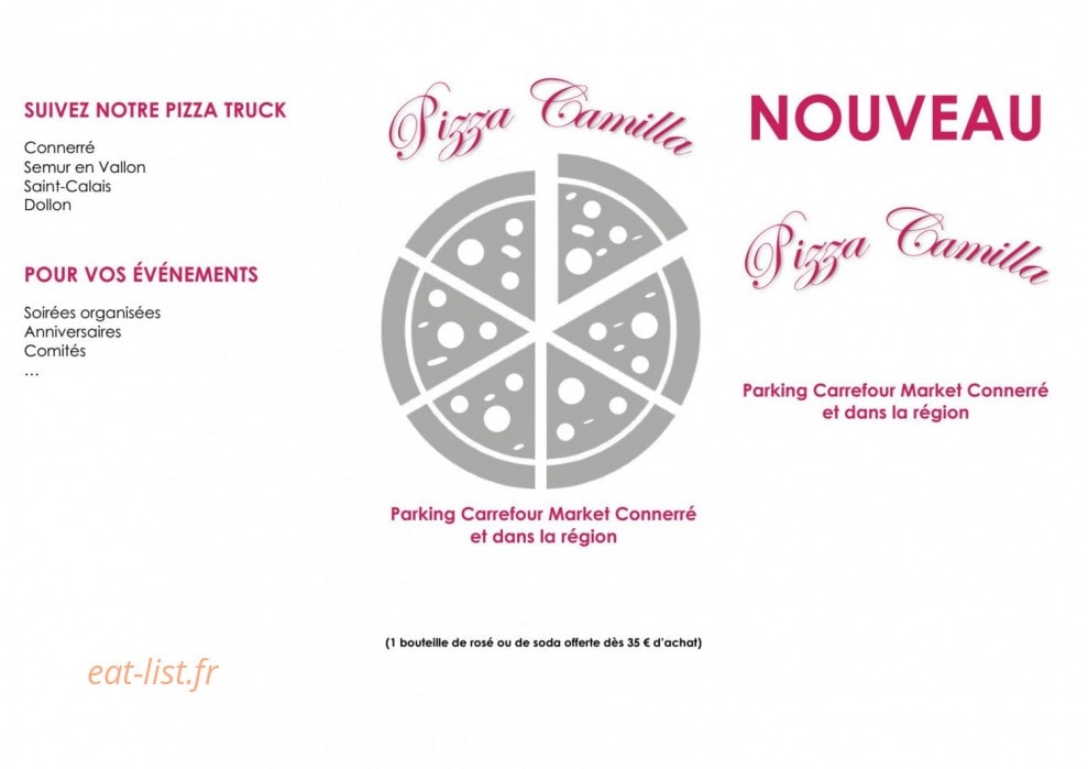 Pizza Camilla — carte page 1