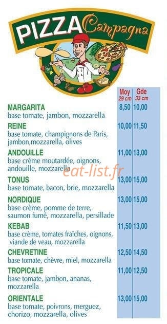 Pizza Campagna — carte page 1