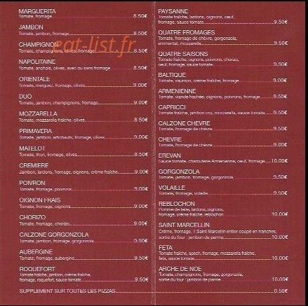 Pizza Capricci — carte page 2
