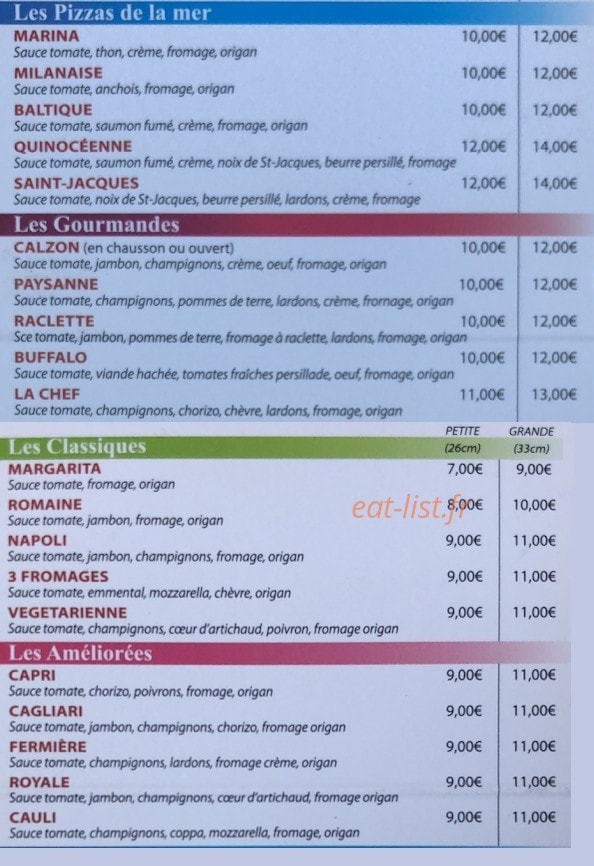 Pizza Cauli — carte page 1