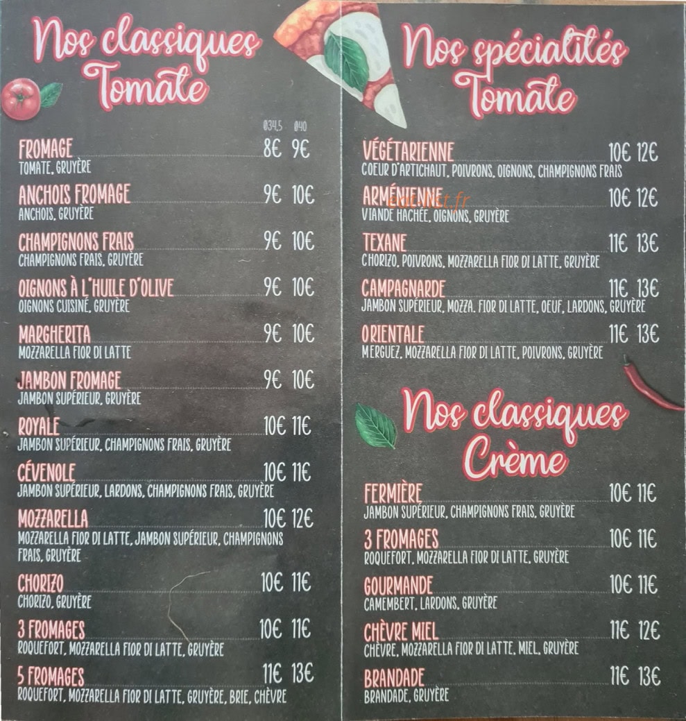 Pizza charly — carte page 1