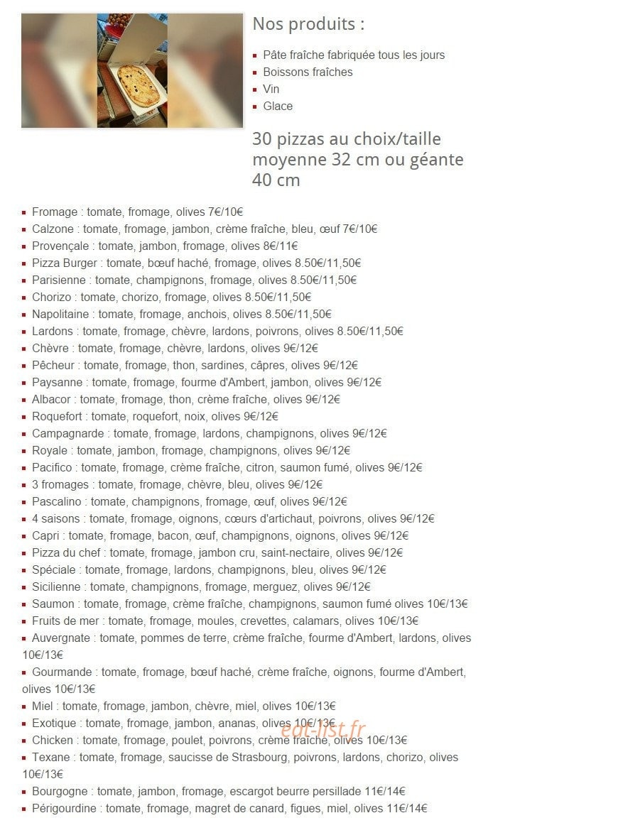 Pizza Chez Carl — carte page 1