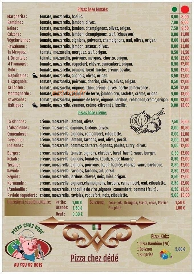 Pizza chez dédé — carte page 1