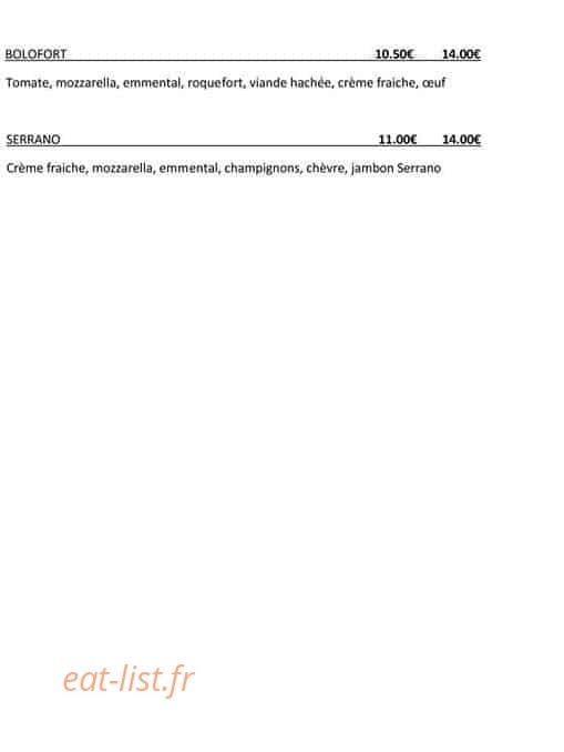 Pizza chez Pascal — carte page 4
