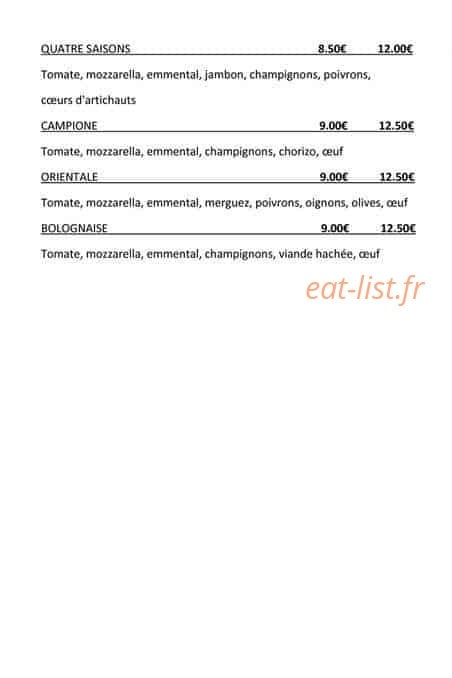 Pizza chez Pascal — carte page 3