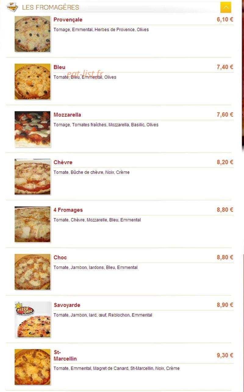 Pizza'Chic — carte page 2