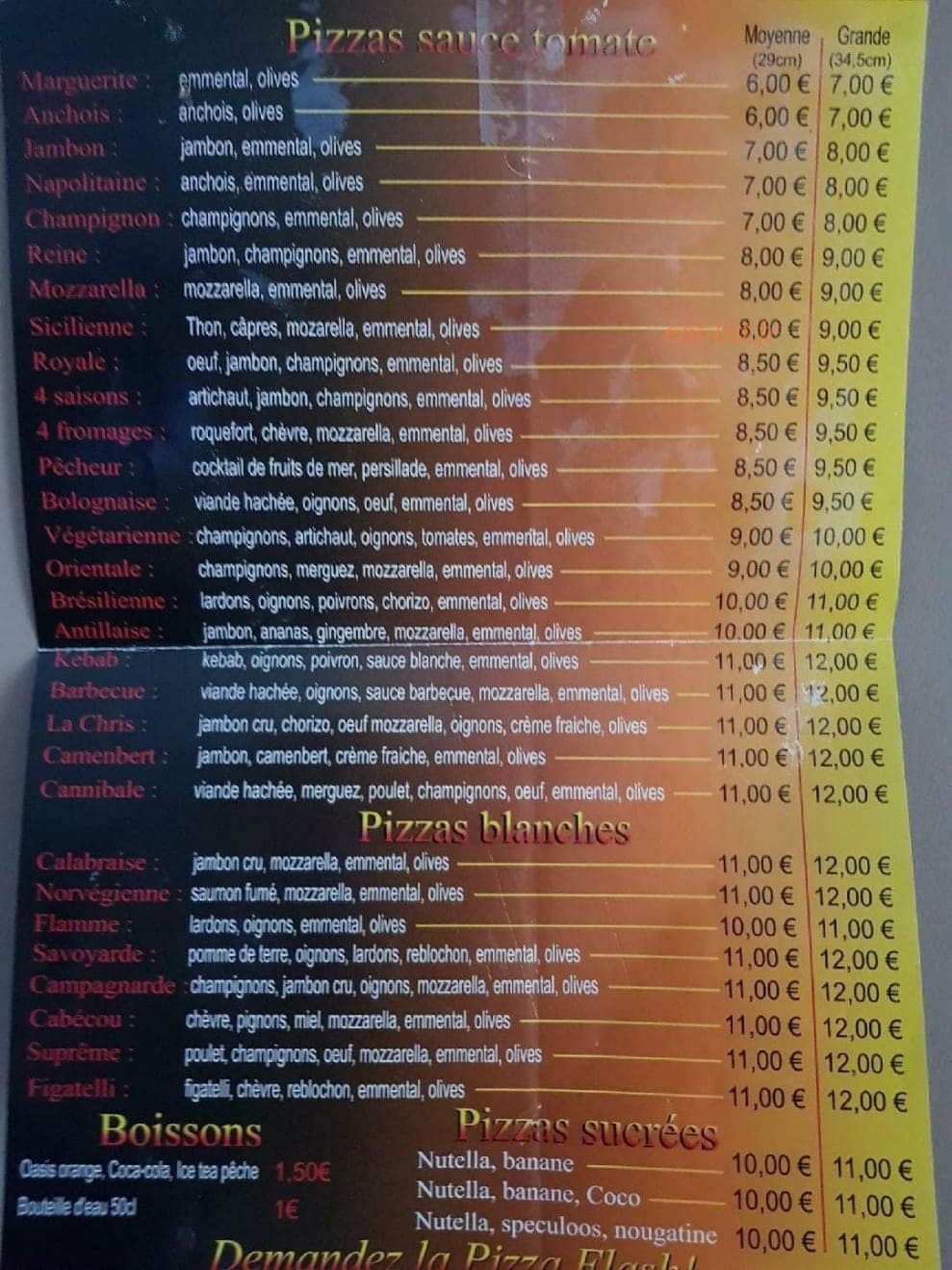 pizza Chris — carte page 1