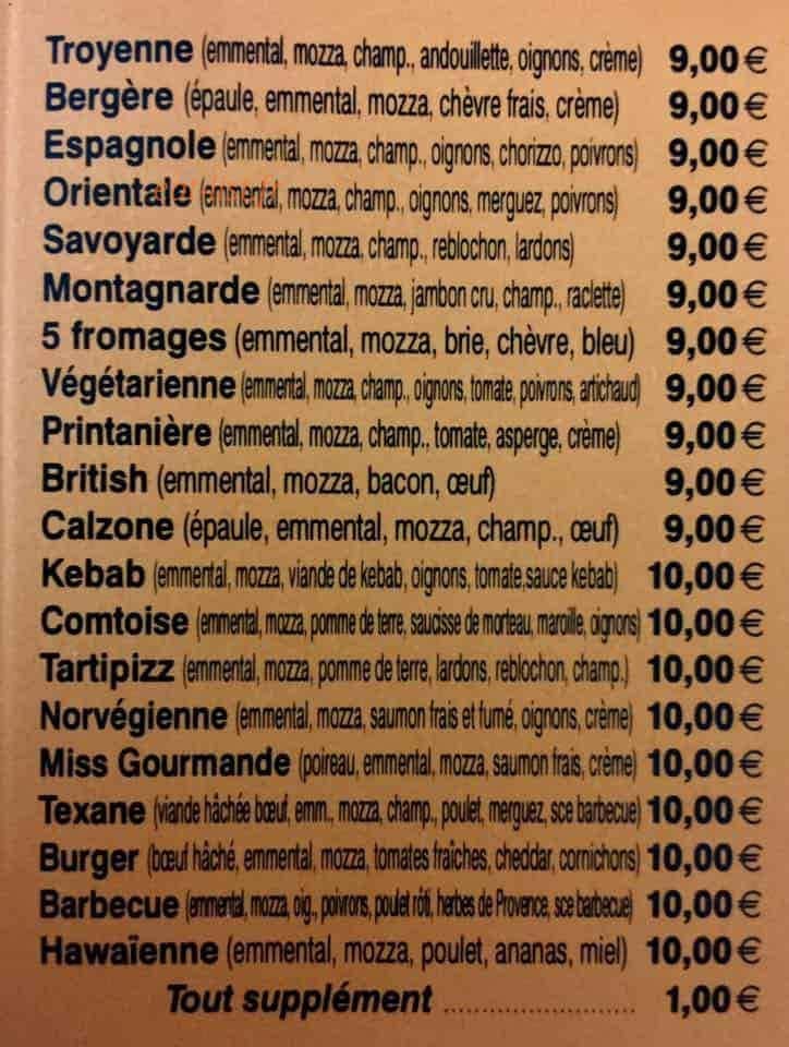 Pizza Class — carte page 2
