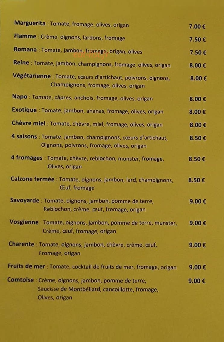 Pizza comtoise — carte page 2