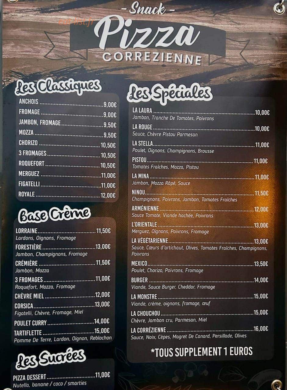 Pizza Corrézienne — carte page 1