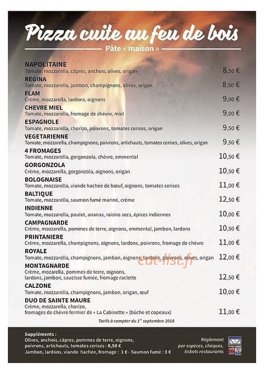 Pizza cuite au Feu de bois — carte page 2