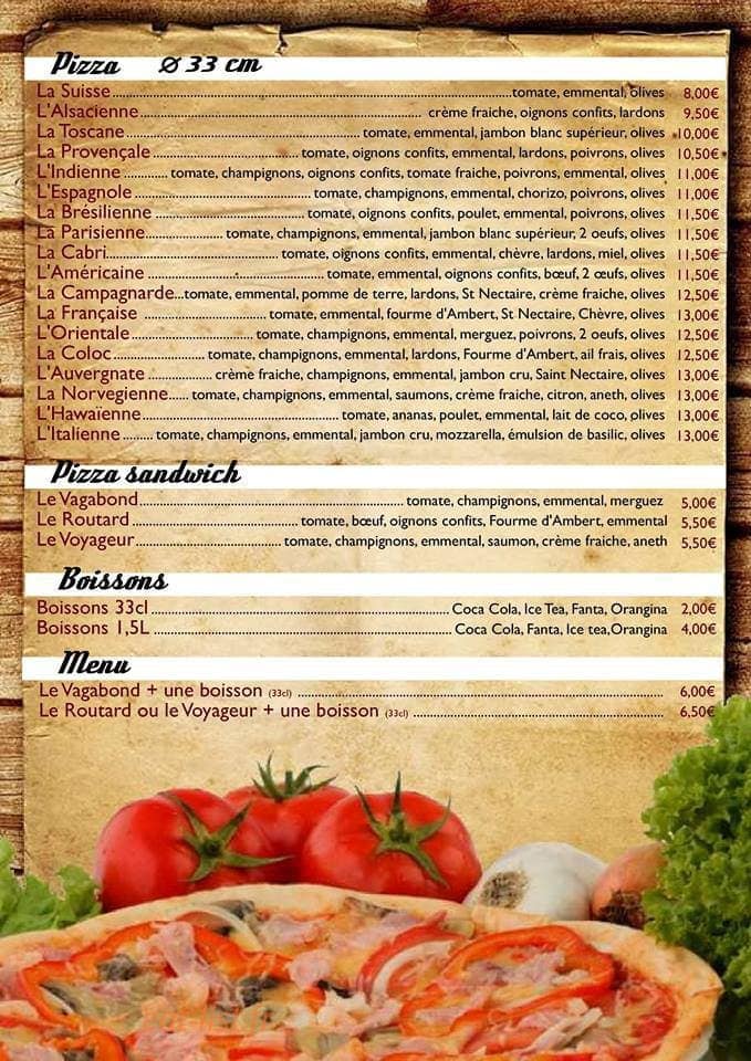 Pizza d'Ailleurs — carte page 1