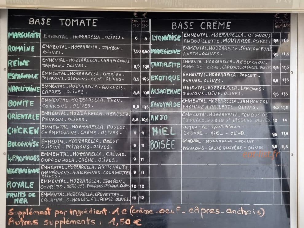 Pizza d'Anjo — carte page 1