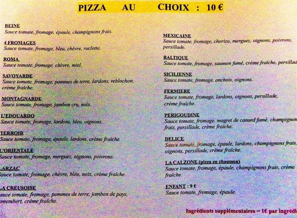 Pizza d'Antan — carte page 2
