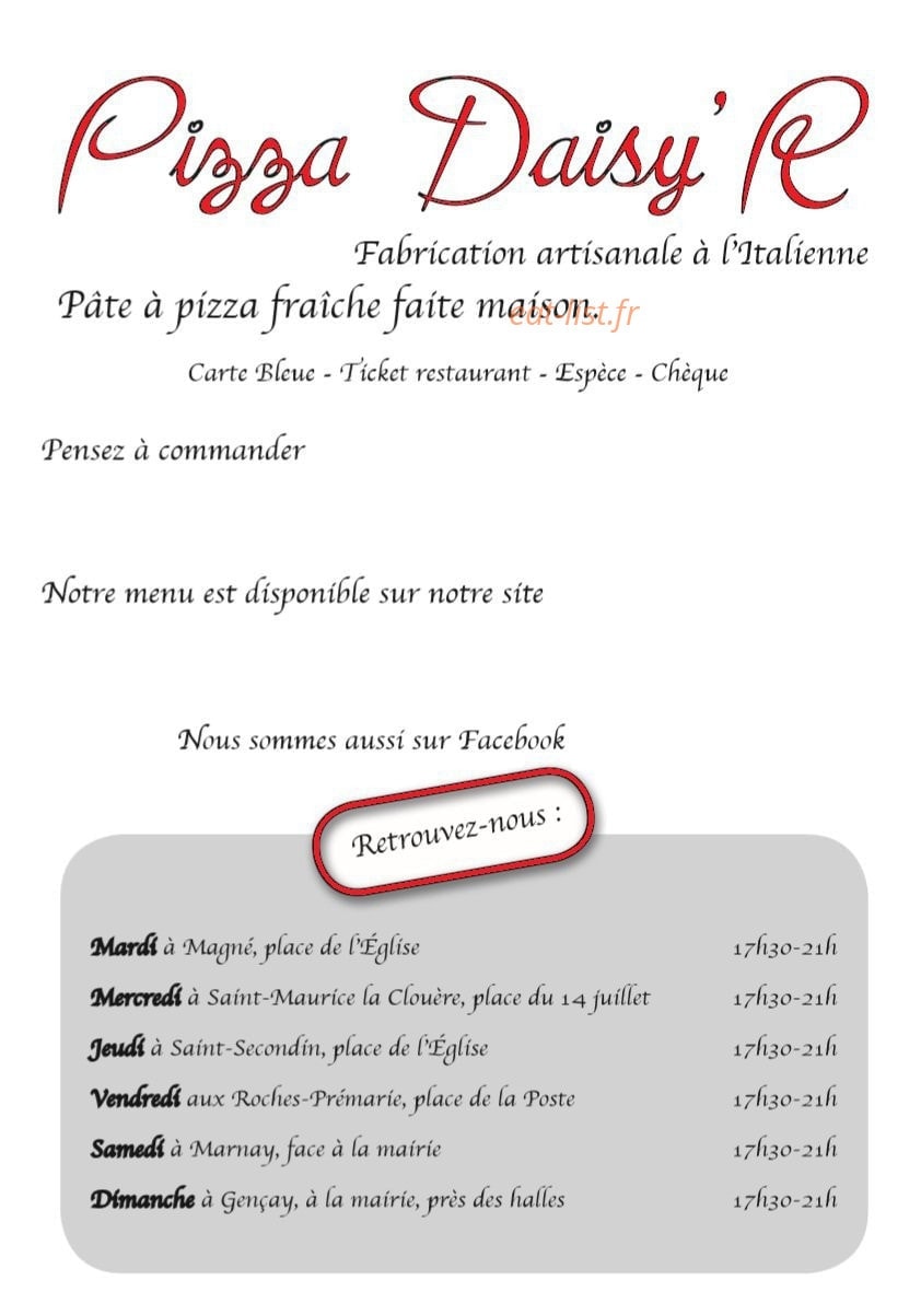 Pizza Daisy'R — carte page 1