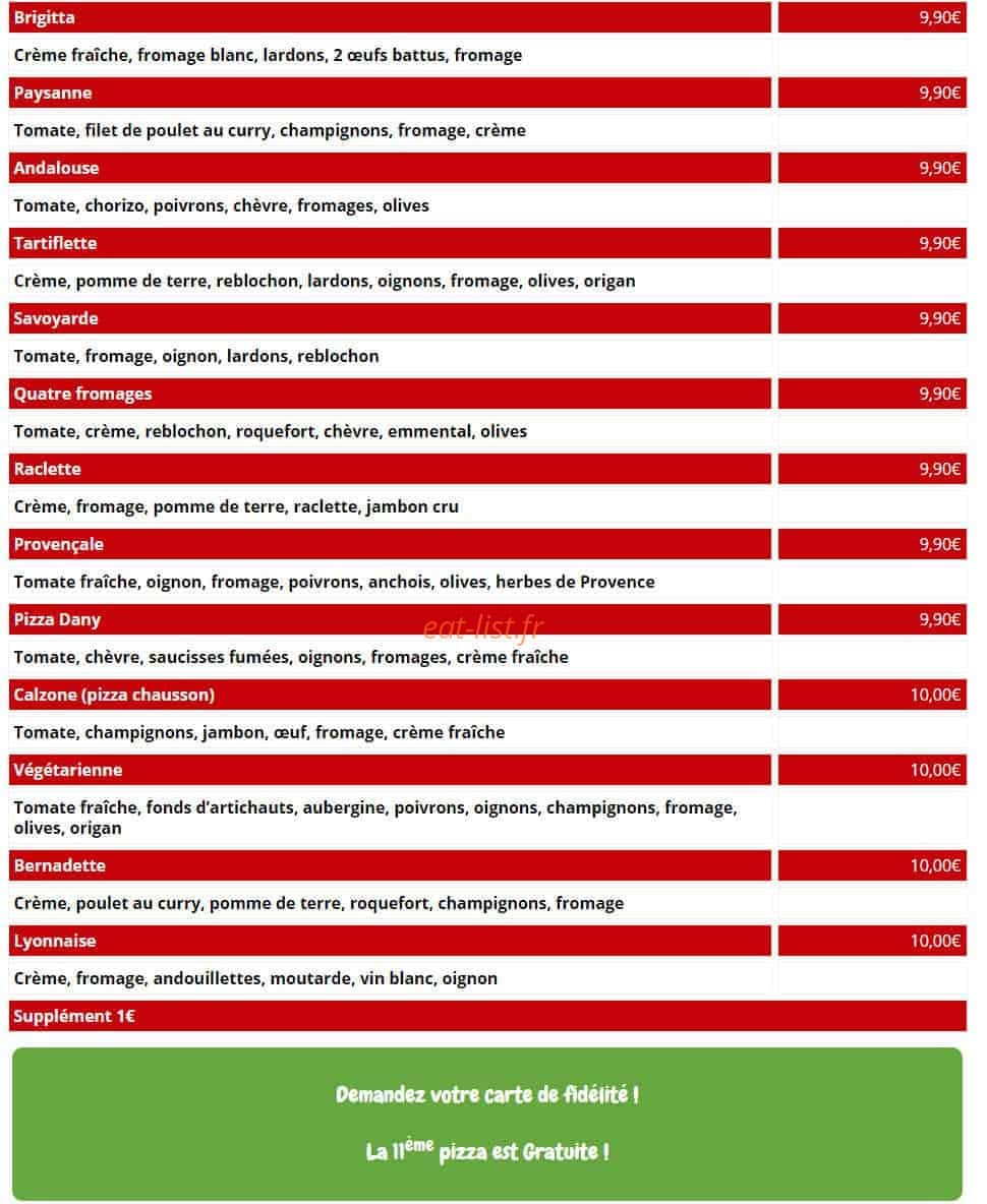 Pizza Dany — carte page 2