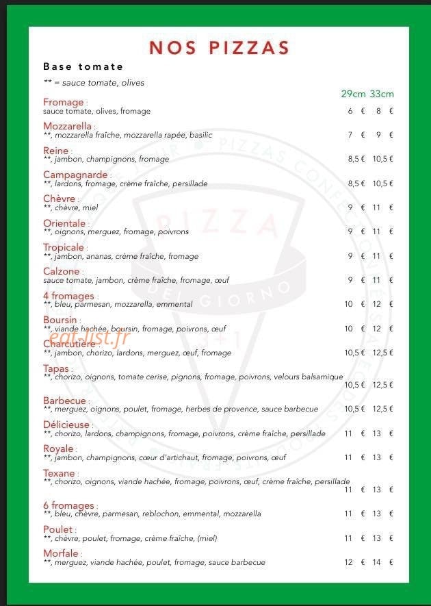Pizza Del Giorno — carte page 1